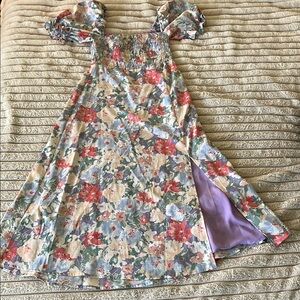 Astr Pink and Purple Ruffled Maxi Dress with Sweetheart Neckline